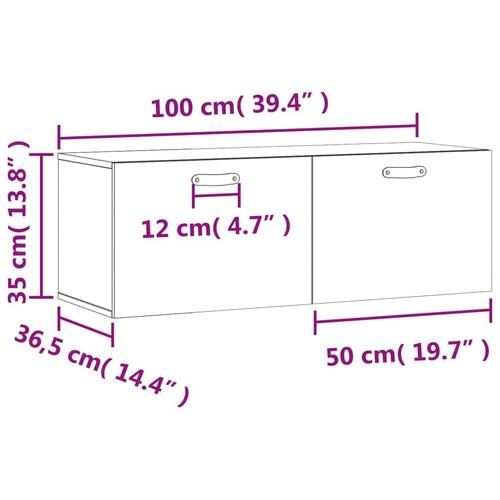 Vægskab 100x36,5x35 cm konstrueret træ sort