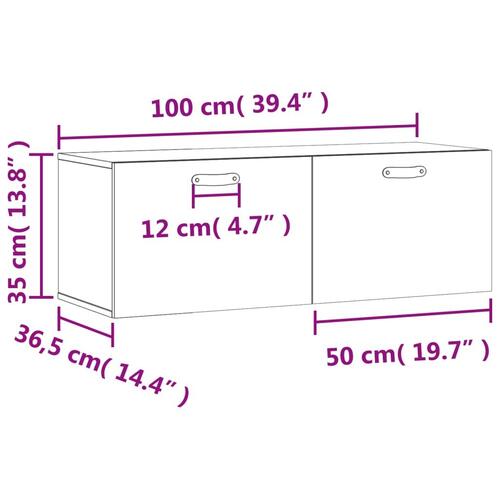 Vægskab 100x36,5x35 cm konstrueret træ betongrå