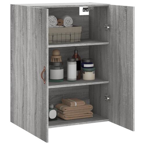 Væghængt skab 69,5x34x90 cm konstrueret træ grå sonoma-eg
