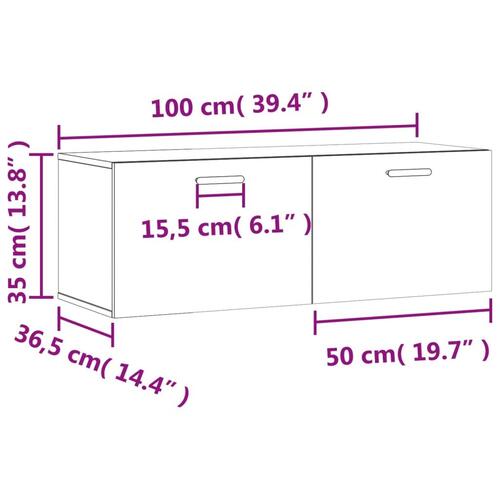 Vægskab 100x36,5x35 cm konstrueret træ hvid