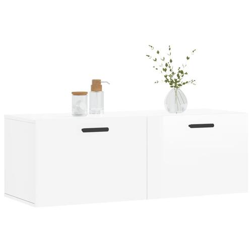 Vægskab 100x36,5x35 cm konstrueret træ hvid højglans