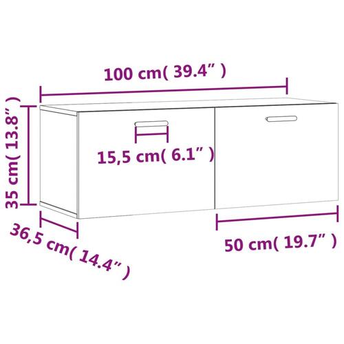 Vægskab 100x36,5x35 cm konstrueret træ hvid højglans