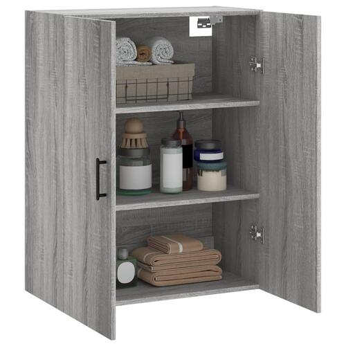 Væghængt skab 69,5x34x90 cm konstrueret træ grå sonoma-eg