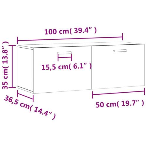 Vægskab 100x36,5x35 cm konstrueret træ grå sonoma-eg