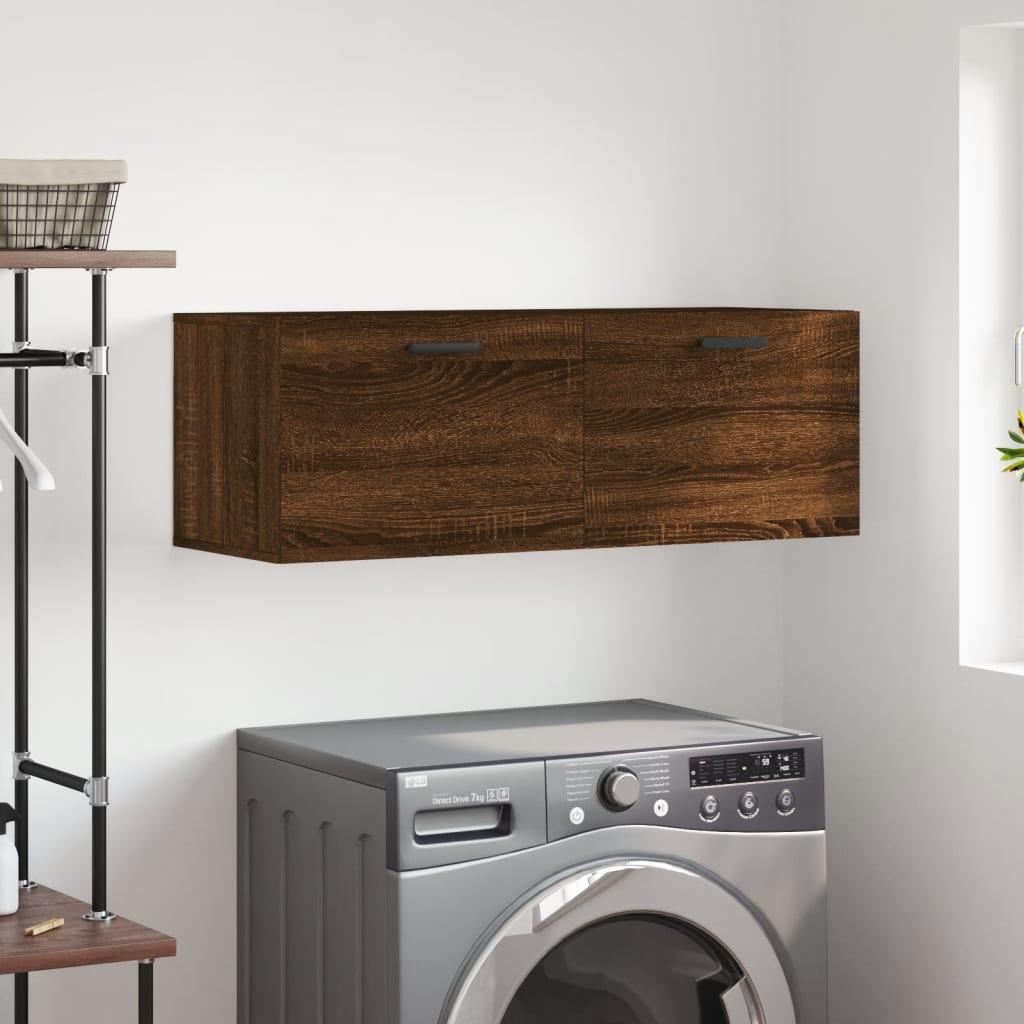 Vægskab 100x36,5x35 cm konstrueret træ brun egetræsfarve