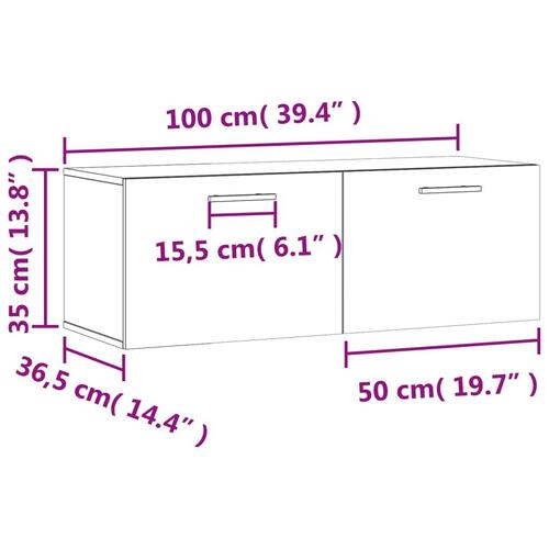 Vægskab 100x36,5x35 cm konstrueret træ grå sonoma-eg