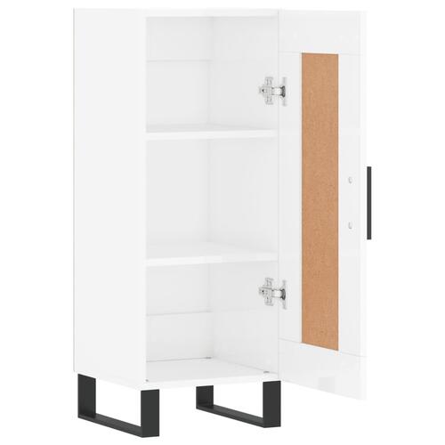 Skænk 34,5x34x90 cm konstrueret træ hvid højglans