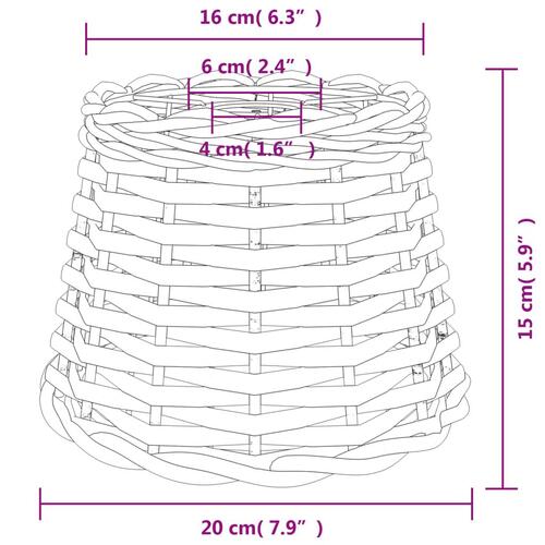 Lampeskærm til loftlampe Ø20x15 cm flet brun