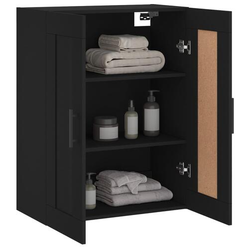 Vægskab 69,5x34x90 cm konstrueret træ sort