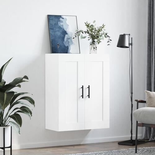 Vægskab 69,5x34x90 cm konstrueret træ hvid