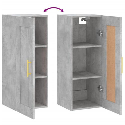 Vægskab 34,5x34x90 cm konstrueret træ betongrå