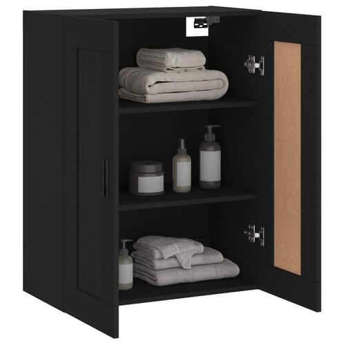Vægskab 69,5x34x90 cm konstrueret træ sort