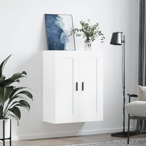 Vægskab 69,5x34x90 cm konstrueret træ hvid