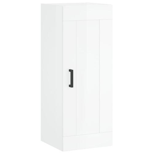 Vægskab 34,5x34x90 cm konstrueret træ hvid højglans