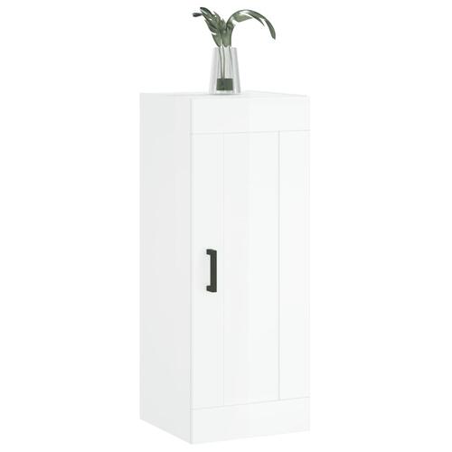 Vægskab 34,5x34x90 cm konstrueret træ hvid højglans