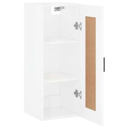 Vægskab 34,5x34x90 cm konstrueret træ hvid højglans
