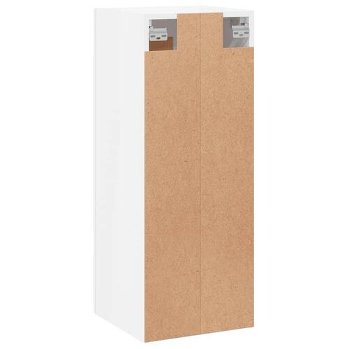 Vægskab 34,5x34x90 cm konstrueret træ hvid højglans