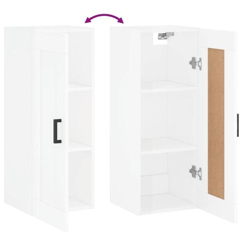 Vægskab 34,5x34x90 cm konstrueret træ hvid højglans