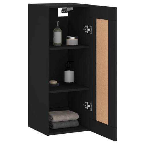 Vægskab 34,5x34x90 cm konstrueret træ sort
