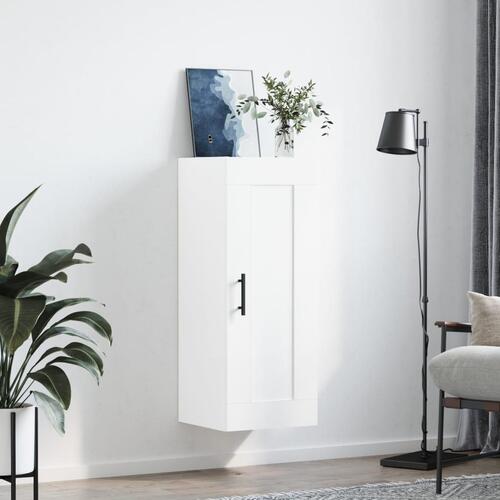 Vægskab 34,5x34x90 cm konstrueret træ hvid
