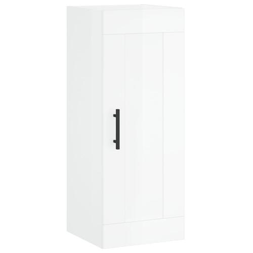 Vægskab 34,5x34x90 cm konstrueret træ hvid højglans
