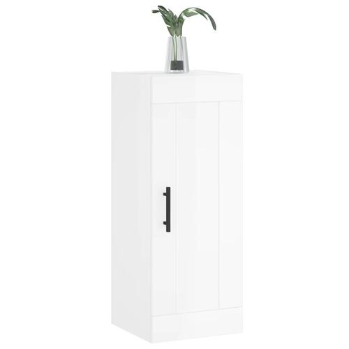 Vægskab 34,5x34x90 cm konstrueret træ hvid højglans