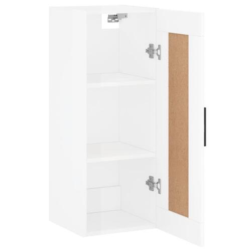 Vægskab 34,5x34x90 cm konstrueret træ hvid højglans