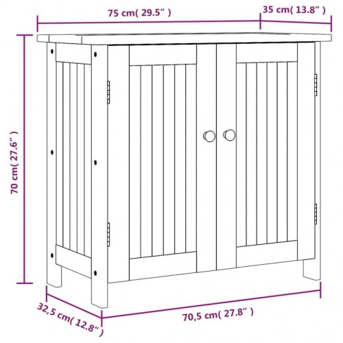 Haveskab 75×35×70 cm i massivt akacietræ - opbevaringsskab til have og terrasse