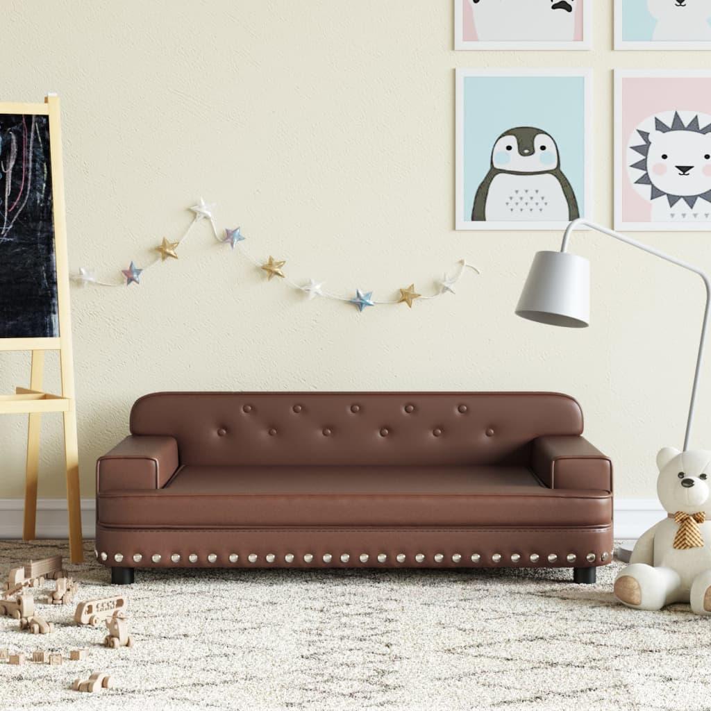 Sofa til børn 90x53x30 cm kunstlæder brun