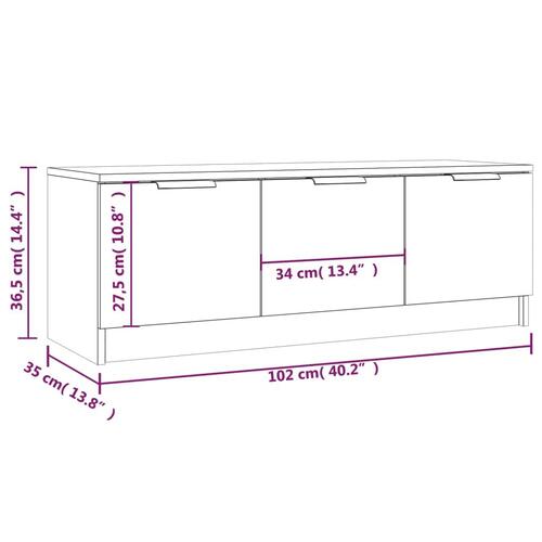 Tv-bord 102x35x36,5 cm konstrueret træ sort