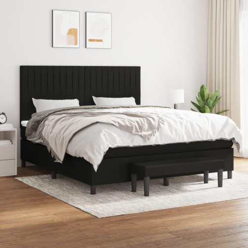 Kontinentalseng med madras 180 × 200 cm - stof, sort