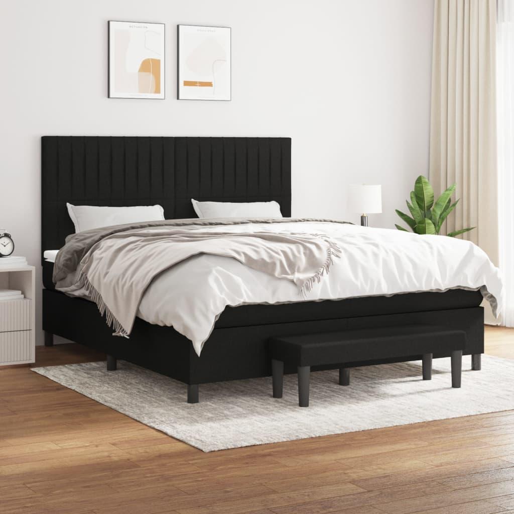 Kontinentalseng med madras 180 × 200 cm - stof, sort billede