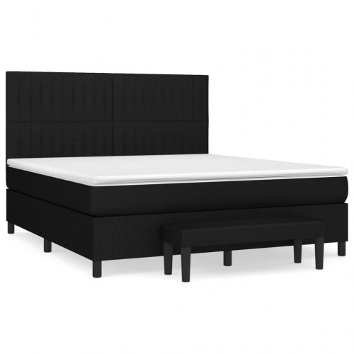 Kontinentalseng med madras 180 × 200 cm - stof, sort