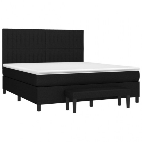 Kontinentalseng med madras 180 × 200 cm - stof, sort