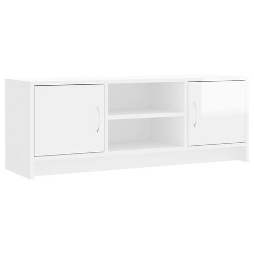 Tv-bord 102x30x37,5 cm konstrueret træ hvid højglans