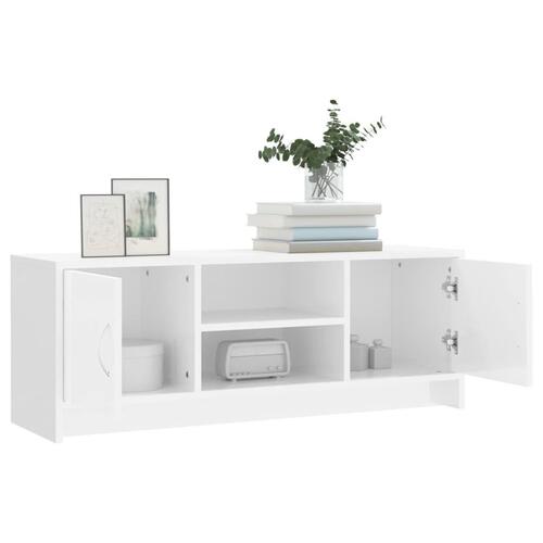 Tv-bord 102x30x37,5 cm konstrueret træ hvid højglans