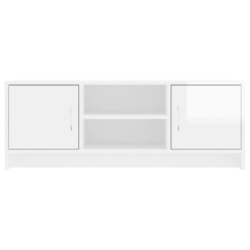 Tv-bord 102x30x37,5 cm konstrueret træ hvid højglans