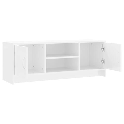 Tv-bord 102x30x37,5 cm konstrueret træ hvid højglans