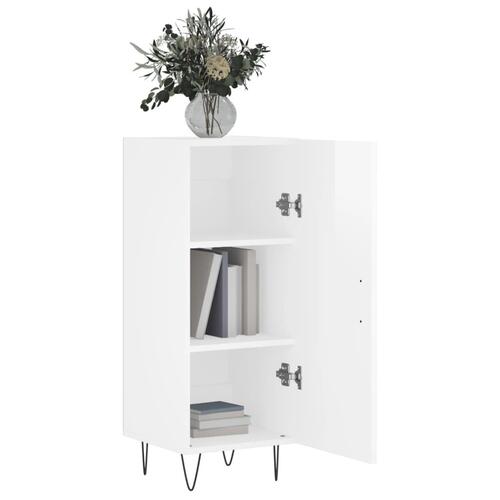 Skænk 34,5x34x90 cm konstrueret træ hvid højglans