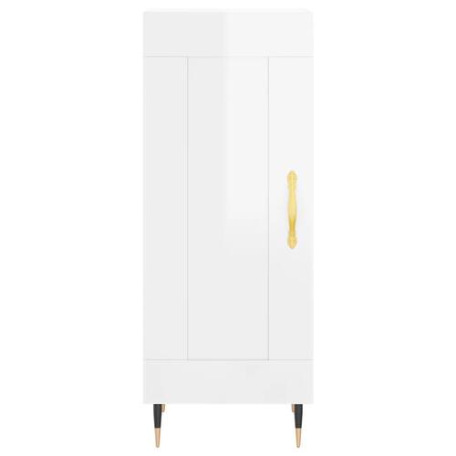 Skænk 34,5x34x90 cm konstrueret træ hvid højglans