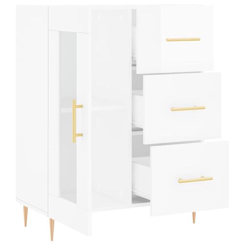 Skænk 69,5x34x90 cm konstrueret træ hvid højglans