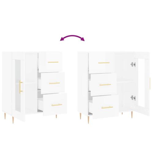Skænk 69,5x34x90 cm konstrueret træ hvid højglans