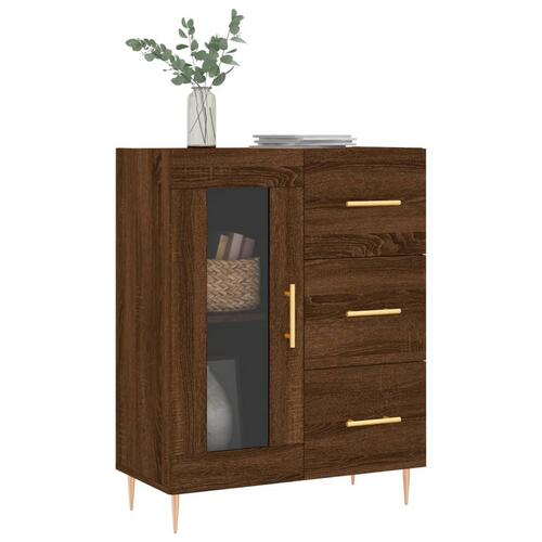 Skænk 69,5x34x90 cm konstrueret træ brun egetræsfarve