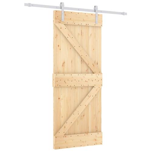 Skydedør med monteringssæt 80x210 cm massivt fyrretræ