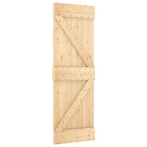 Skydedør med monteringssæt 80x210 cm massivt fyrretræ