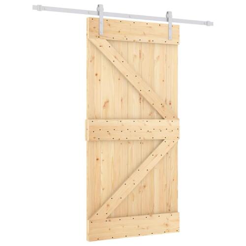 Skydedør med monteringssæt 100x210 cm massivt fyrretræ
