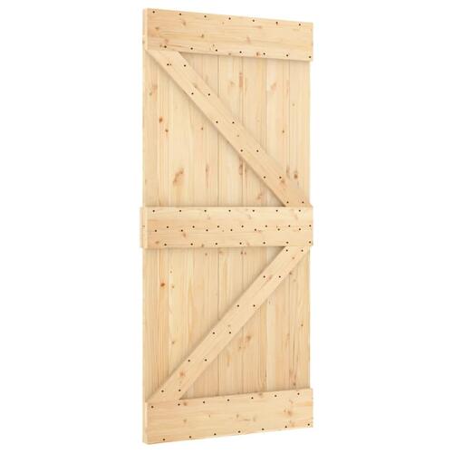 Skydedør med monteringssæt 100x210 cm massivt fyrretræ