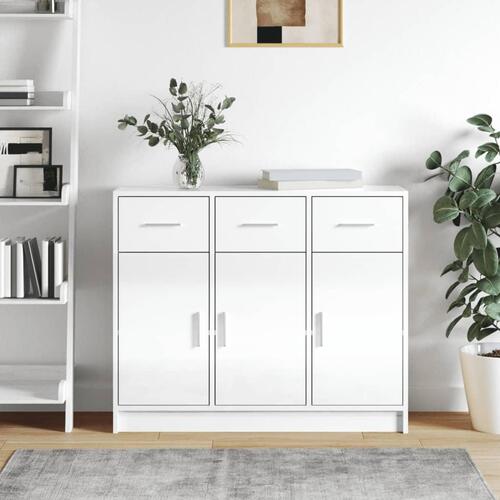 Skænk 91x28x75 cm konstrueret træ hvid højglans