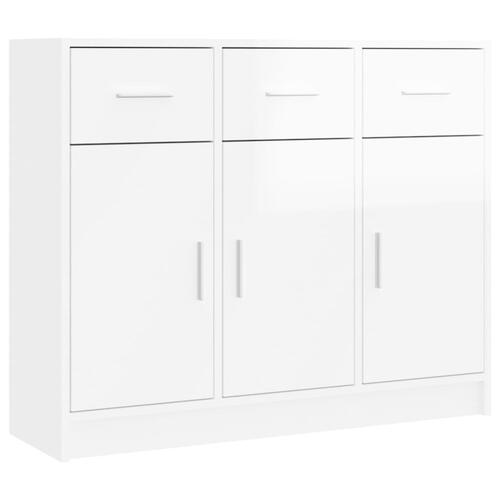 Skænk 91x28x75 cm konstrueret træ hvid højglans