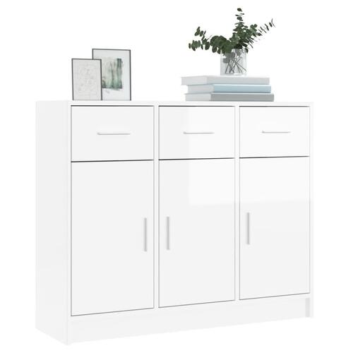 Skænk 91x28x75 cm konstrueret træ hvid højglans